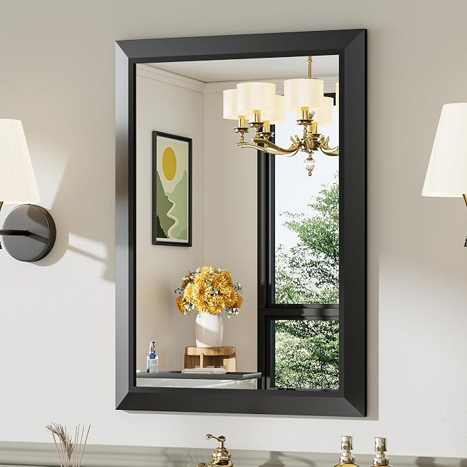 Briivue 22x30 Inch Black Bathroom Mirror by Briivuemodernmirrors