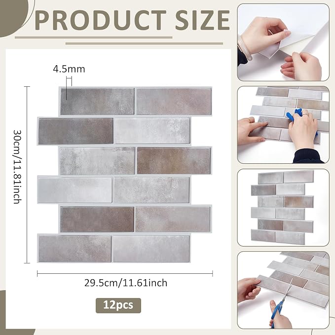 12PCS 3D Wall Panels Peel and Stick Foam Faux Brick Wall Panels, Self-Adhesive - Image 2