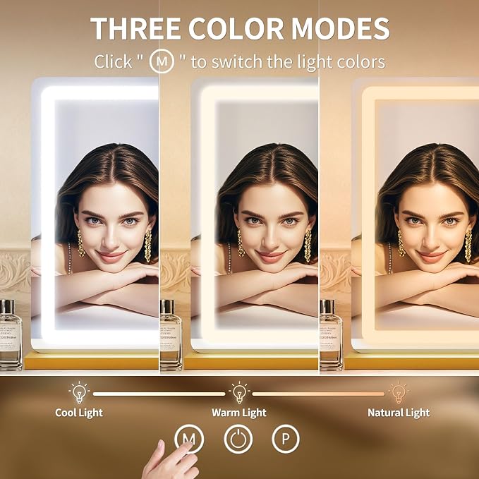 ROLOVE Vanity Mirror with Lights, Lighted Vanity Mirror with Dimmable 3 Modes - Image 4