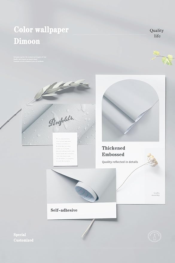 Dimoon 118''x17.7'' Grey Peel and Stick Wallpaper Contact Paper Modern Self - Image 4