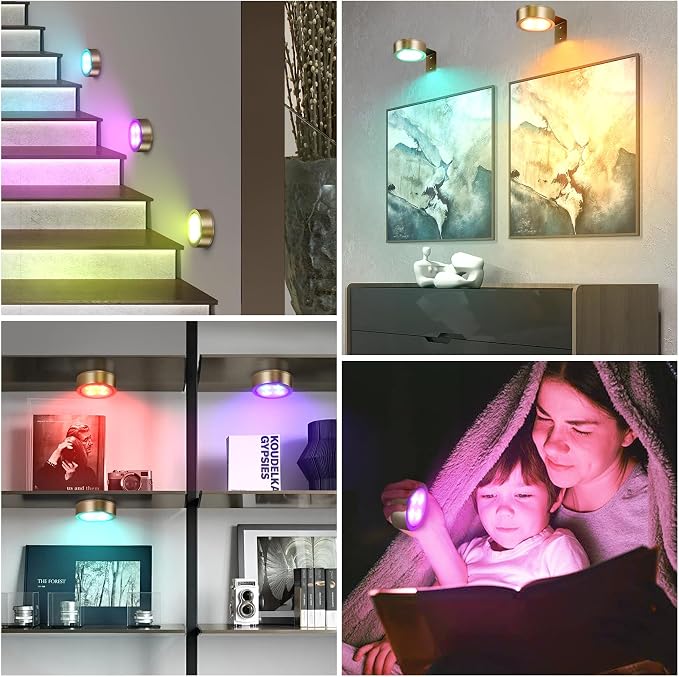 4-Pack Picture Light Battery Operated Painting Lights, 13 Color RGB Magnetic - Image 7