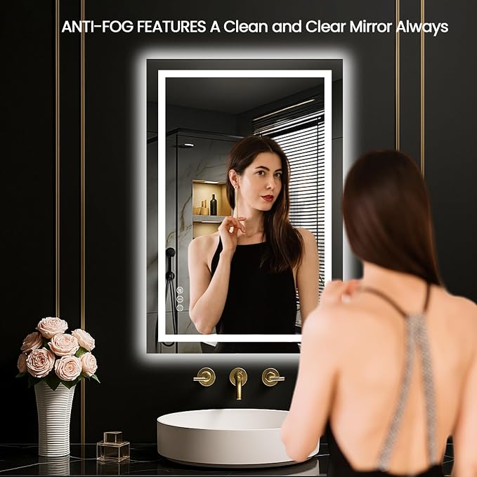 LOAAO 20"x30" LED Mirror for Bathroom, Lighted Bathroom Mirror - Image 2