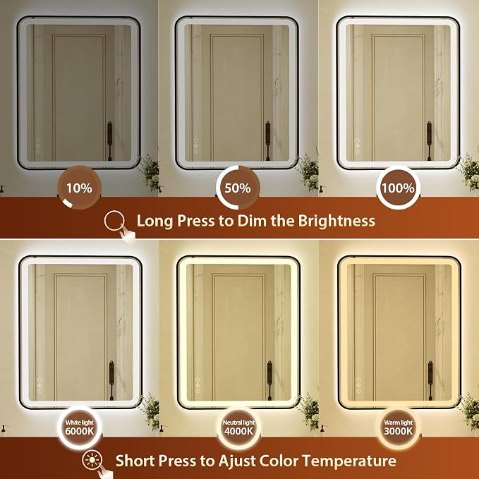 36x48 Inch LED Bathroom Mirror - Image 3