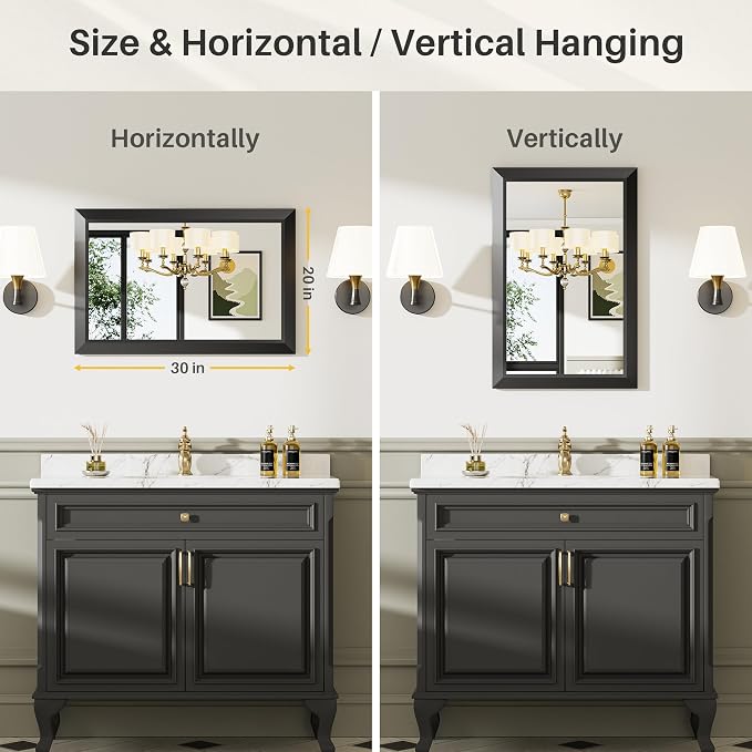 Briivue 20x30 Inch Black Bathroom Mirror - Image 5