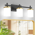 3-Lights Black and Gold Bathroom Lighting Fixtures Over Mirror, Anti-Rust by Spiglamm