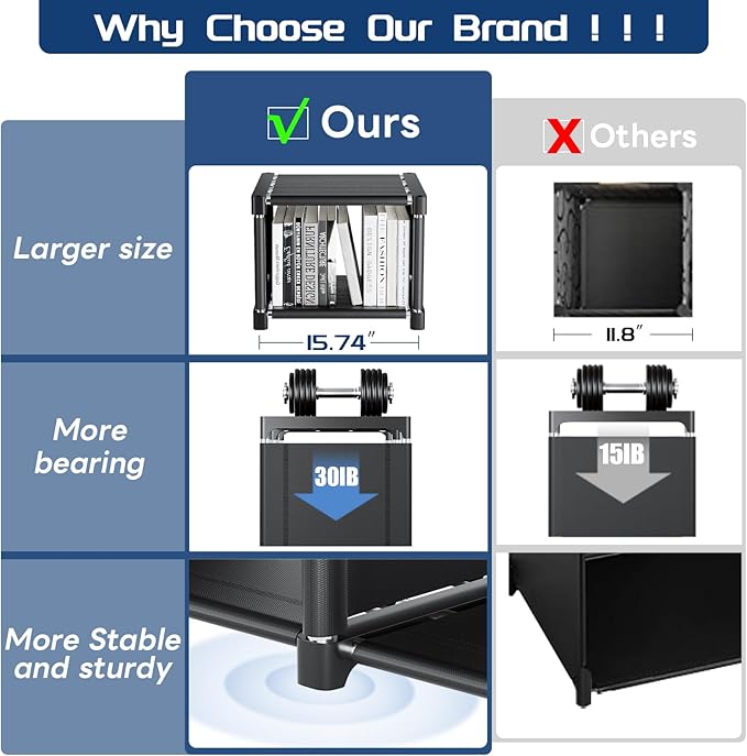 Mavivegue Bookcases: Black Cube Book Shelf, 10 Cube Tall Storage Organizer - Image 5