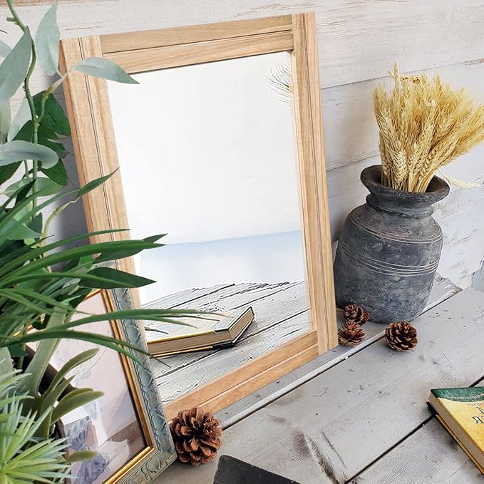 AAZZKANG Rustic Mirrors for Wall Rectangle Wood Frame Mirror 50 x 40 cm - Image 6