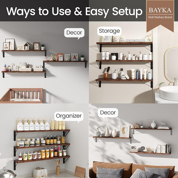 BAYKA Wall Shelves for Bedroom Decor, Floating Shelves for Wall, Display - Image 4