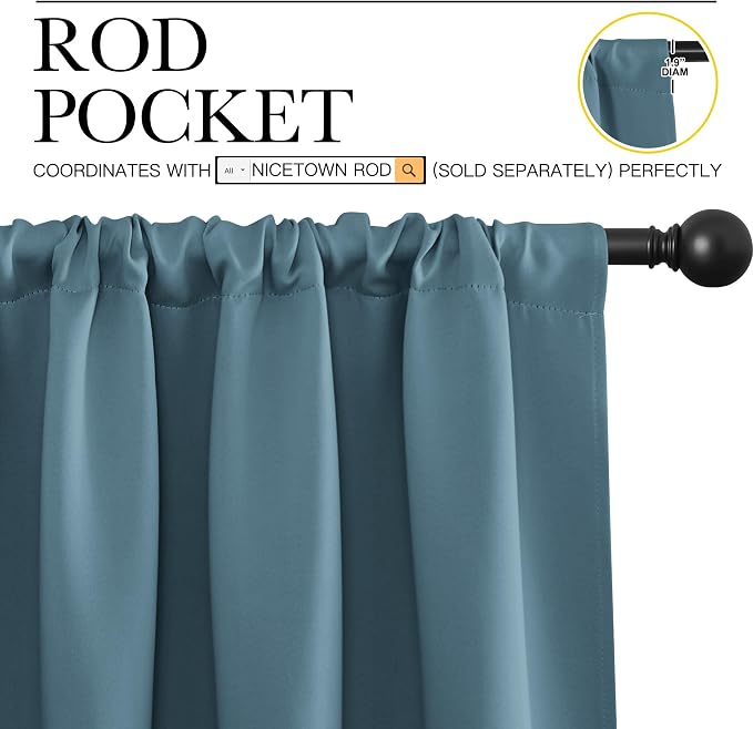 NICETOWN 2 Panels Blackout Curtains, Rod Pocket Thermal Insulated Drapes 84 - Image 2