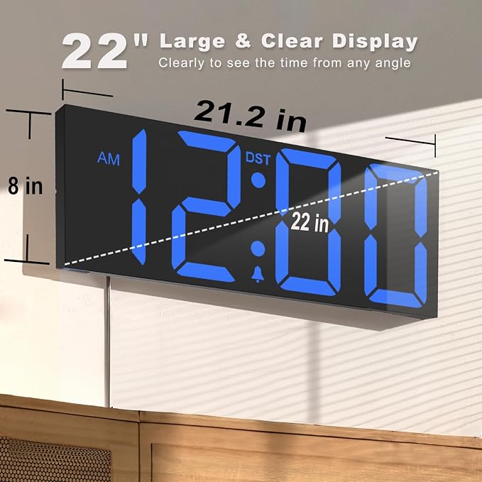 JALL 22'' Large Digital Wall Clock, Big LED Number Dispaly, Night Light - Image 2