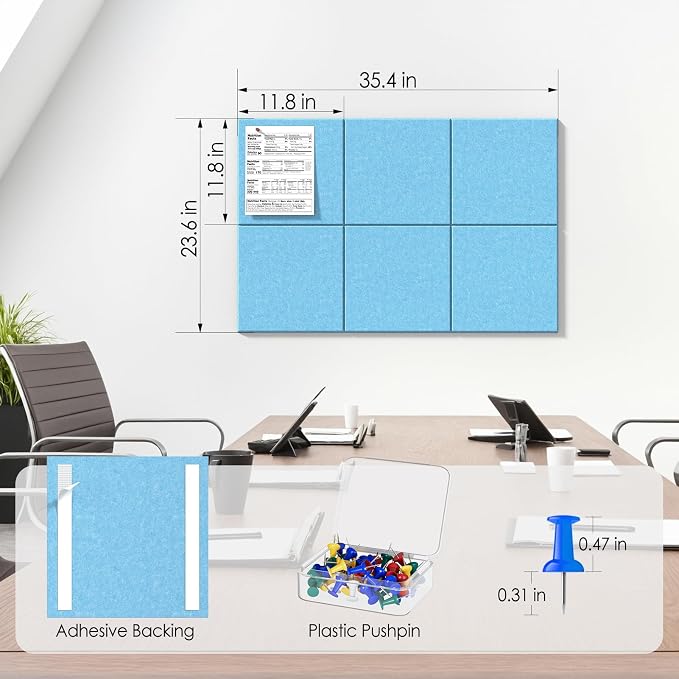 MaxGear Large Cork Board for Wall 36" x 24", 6 Pack Felt Wall Tiles - Image 4