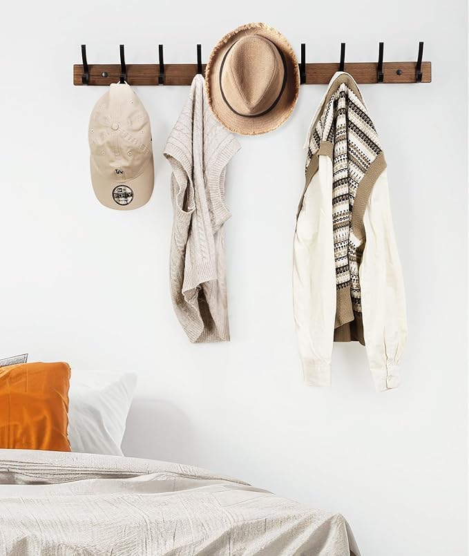 Optish Coat Rack Wall Mount, 16.5 Inches Wood Coat Hooks Wall Mount, Wall Coat - Image 5