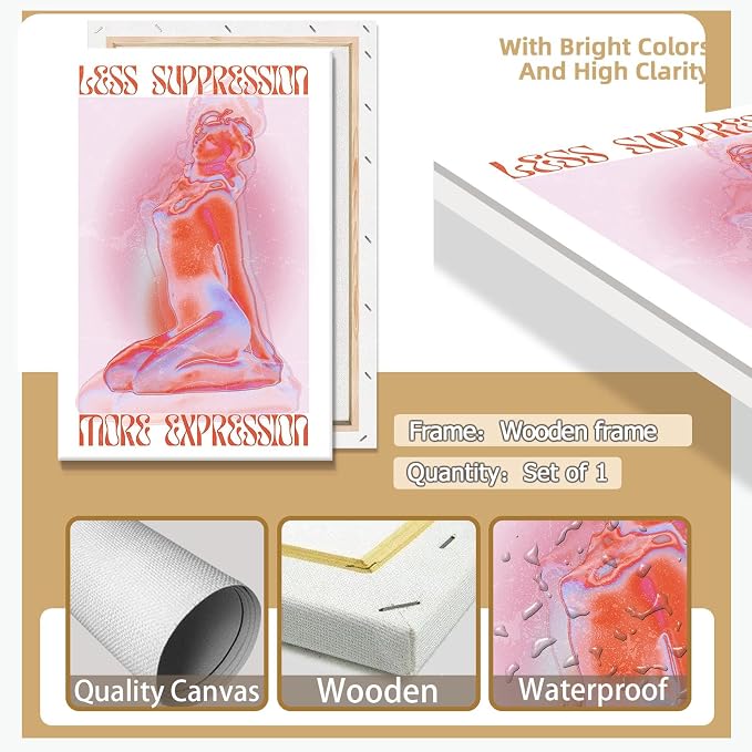 Spiritual Affirmation Art Poster Pink Woman Canvas Wall Art Aesthetic Pictures - Image 2