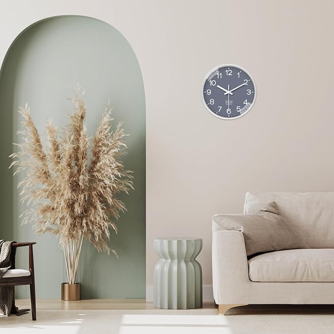 XNM Small Grey Minimalist Wall Clocks Battery Operated 8 Inch Classic Analog - Image 2