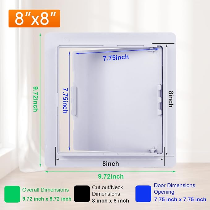 Suteck Plastic Access Panel for Drywall Ceiling 8 x 8 Inch Reinforced Plumbing - Image 2