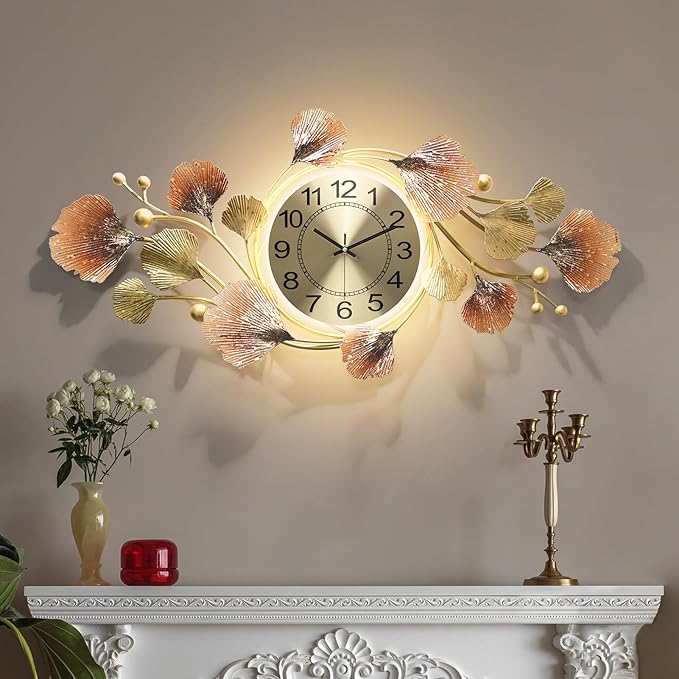 Modern 35''x20'' Metal Wall Clock Featuring a Silent Movement and Creative by HEBOIXHOMEDECOR