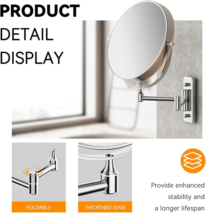 Auxmir 1X/30X Wall Mounted Makeup Mirror, Bathroom Makeup Mirror, Cosmetic - Image 6