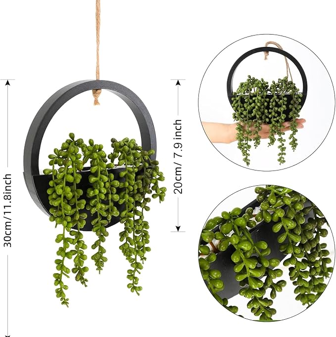 Artificial Hanging Plants Hanging Planter Fake Succulents Artificial String of - Image 2