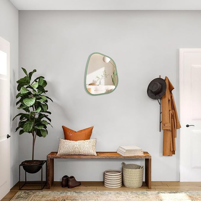 Asymmetrical Mirror for Wall Irregular Wood Frame Modern Unique Wall Mirror - Image 5