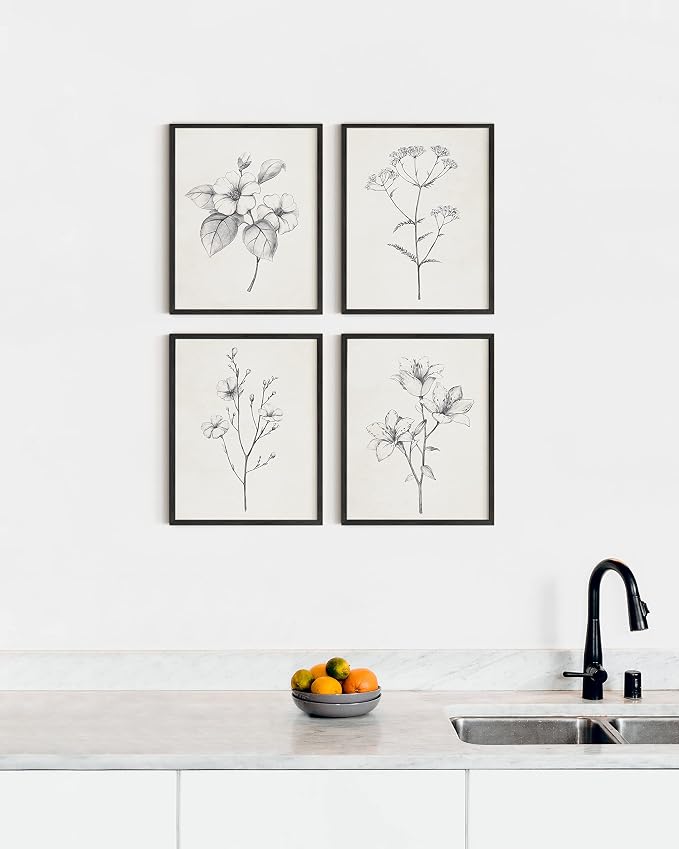 HAUS AND HUES Grey Floral Wall Art - Image 5