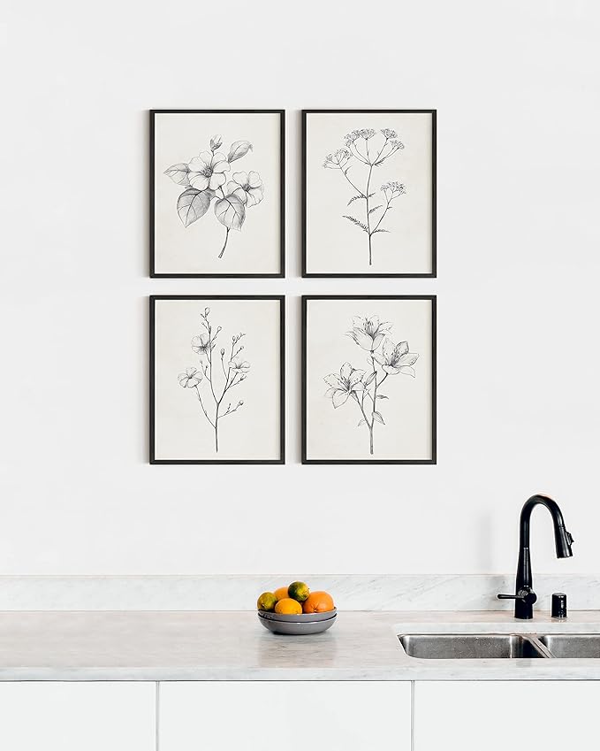 HAUS AND HUES Grey Floral Wall Art - Image 5