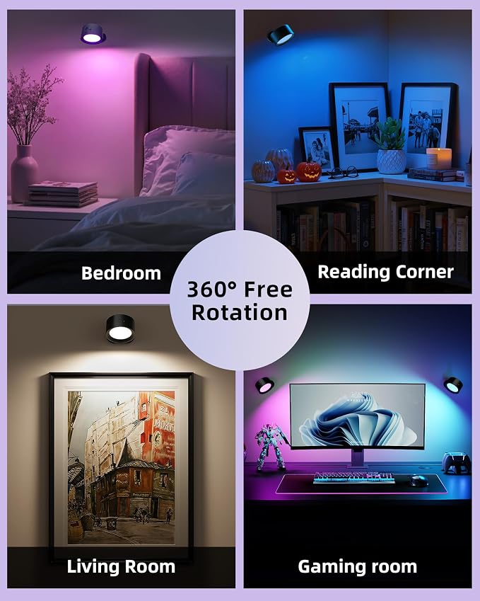 Wall Mounted Lights, 3 Pack Rechargeable RGB Color Changing Light, 3 Color - Image 5