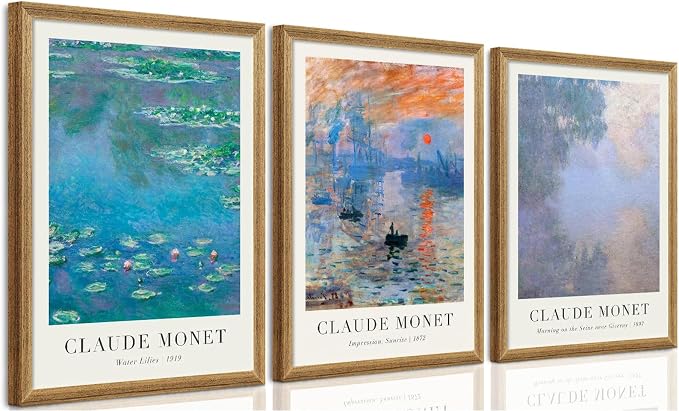 SYWENNOI Wood Framed Wall Art, Claude Monet Famous Paintings Collection by SYWENNOICanvasWallArt