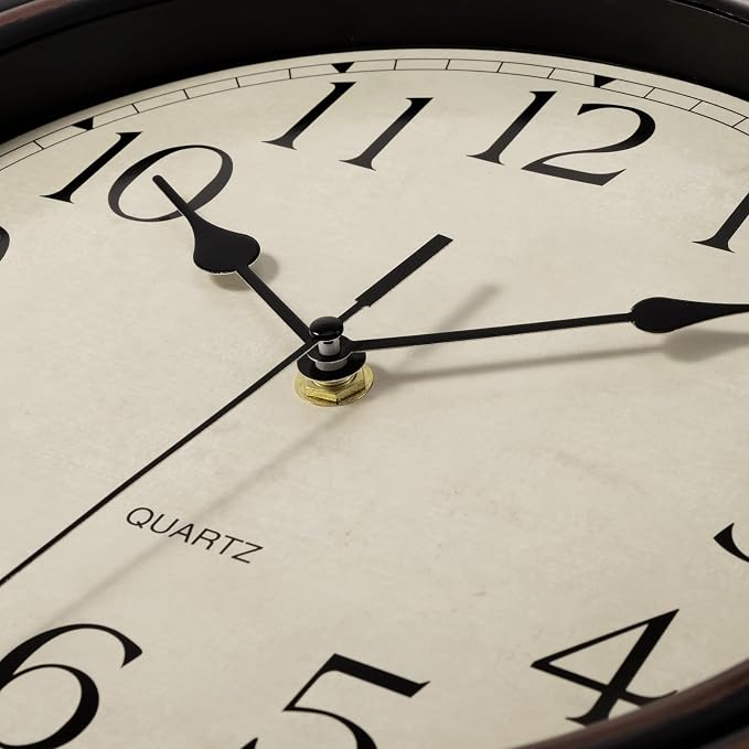 Foxtop Retro Silent Non-Ticking Round Classic Clock Quartz Decorative Battery - Image 7