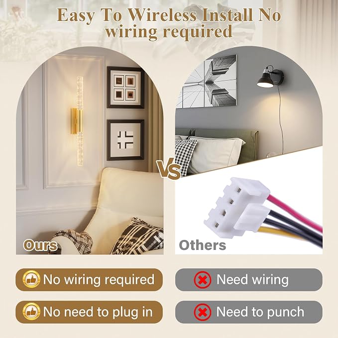 camuucci Battery Operated Wall Sconces Set of 2 Rechargeable Battery Powered - Image 3