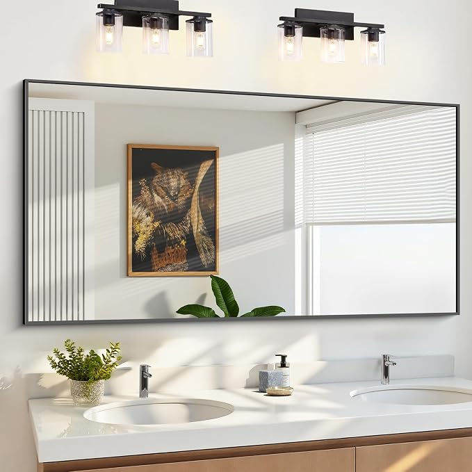 KOCUUY Bathroom Mirror, 30x60 Inch Large Black Mirrors by KOCUUY
