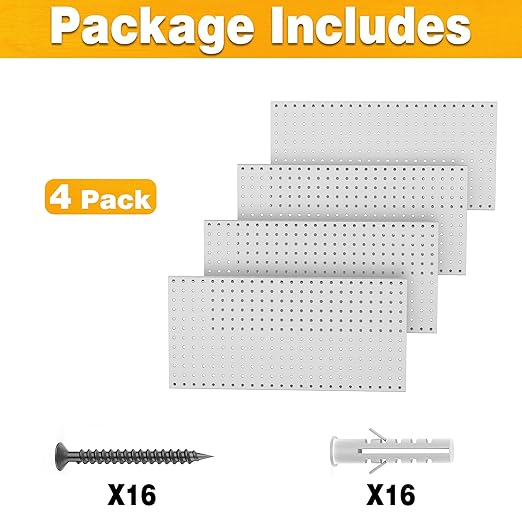 Pegboard Smith Metal Pegboard Panels 12" x 24", 4 Pack Grey Wall Mounted Tool - Image 3