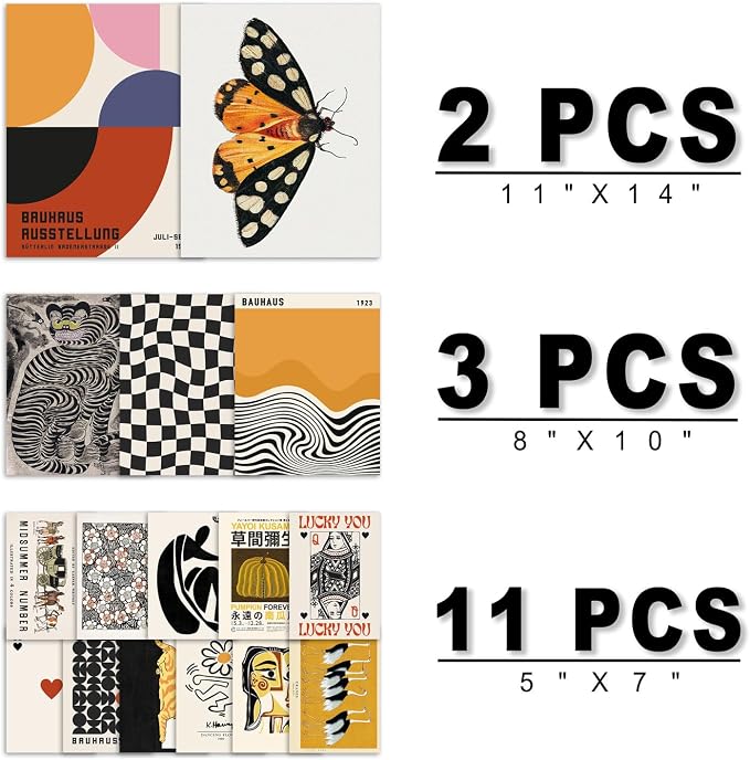 ANERZA 16 PCS Eclectic Wall Art Decor, Modern Maximalist Wall Prints - Image 2