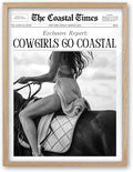 iHery Cowgirls Go Coastal Framed NewsPaper Canvas Wall Art, Natural OAK Wood by iHery