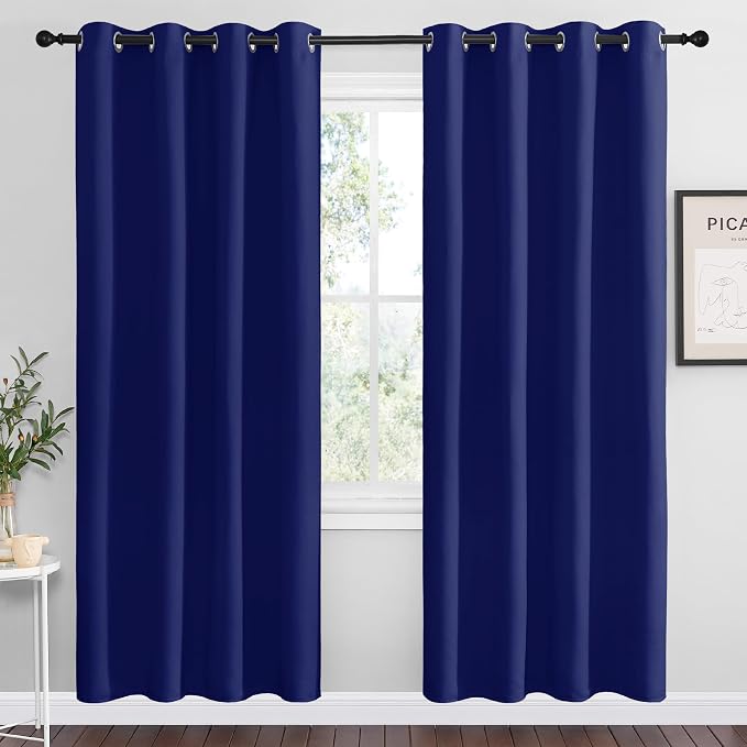 NICETOWN Navy Blue Blackout Curtains 78 inches Length by NICETOWN