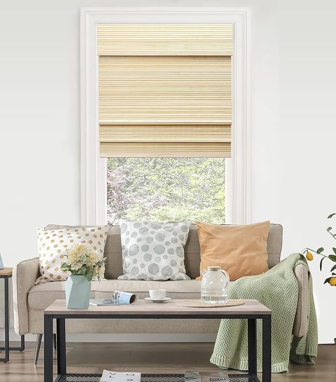 LazBlinds Cordless Bamboo Roman Shades, Privacy Window Treatment, Roll Up - Image 5