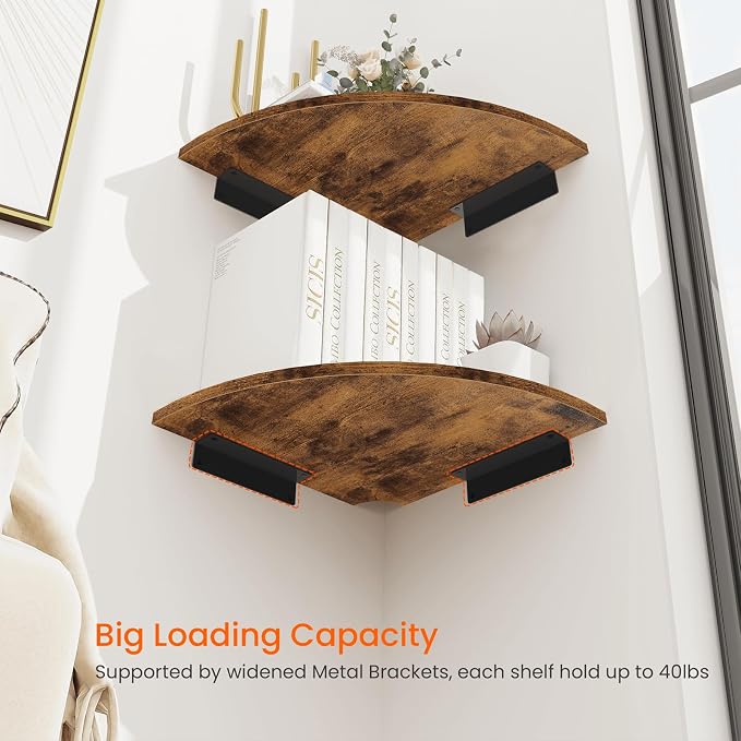 Homode Corner Shelf Wall Mount, 12 Inch Wood Floating Corner Shelves - Image 5