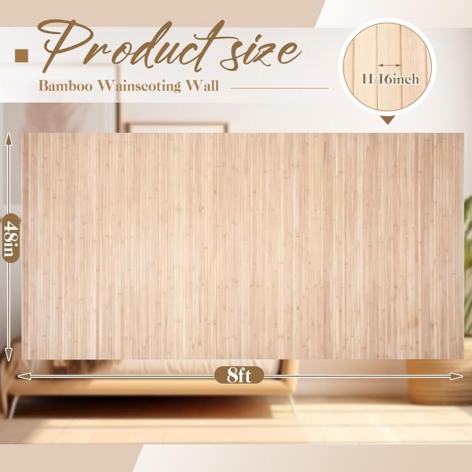 Juexica 4 Pcs Natural Bamboo Wall Panel - Image 2