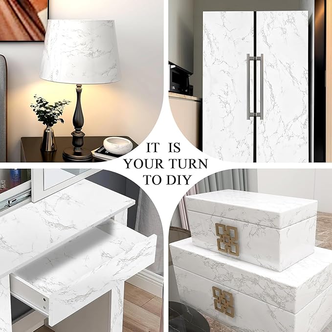 practicalWs Marble Contact Paper Peel and Stick, 15.7inch×118.1inch White Gray - Image 6