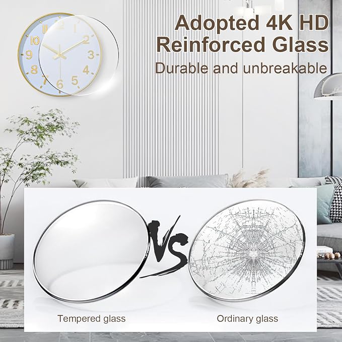 Gold Wall Clocks Battery Operated, 12 Inch Non Ticking Digital Wall Clock - Image 5