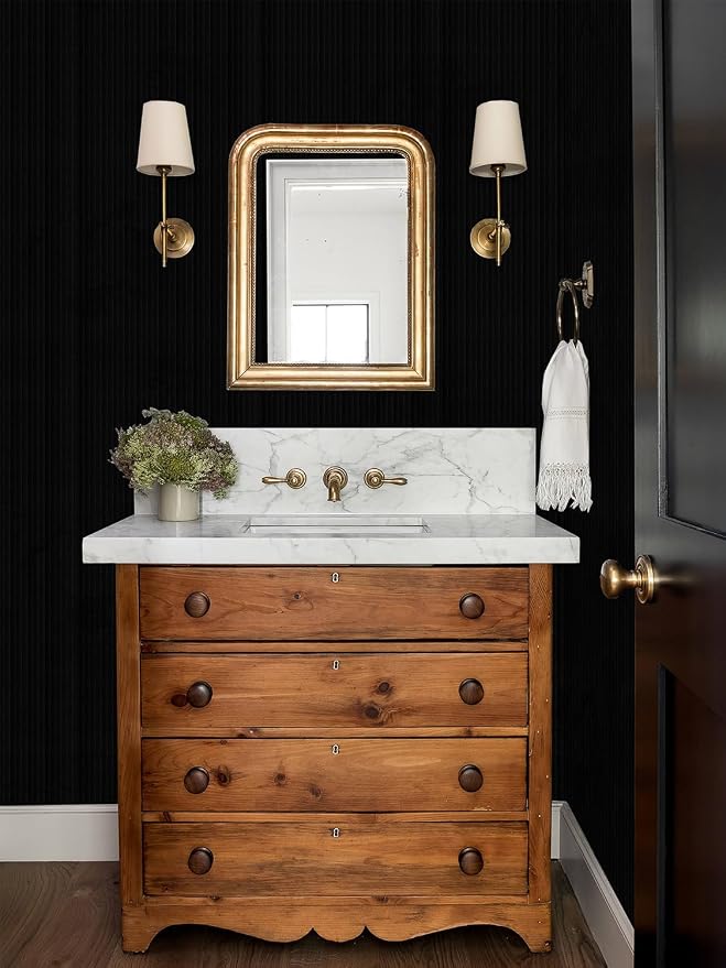 Orainege Black Wallpaper Peel and Stick Wallpaper 15.7"x196.8" Textured Contact - Image 4