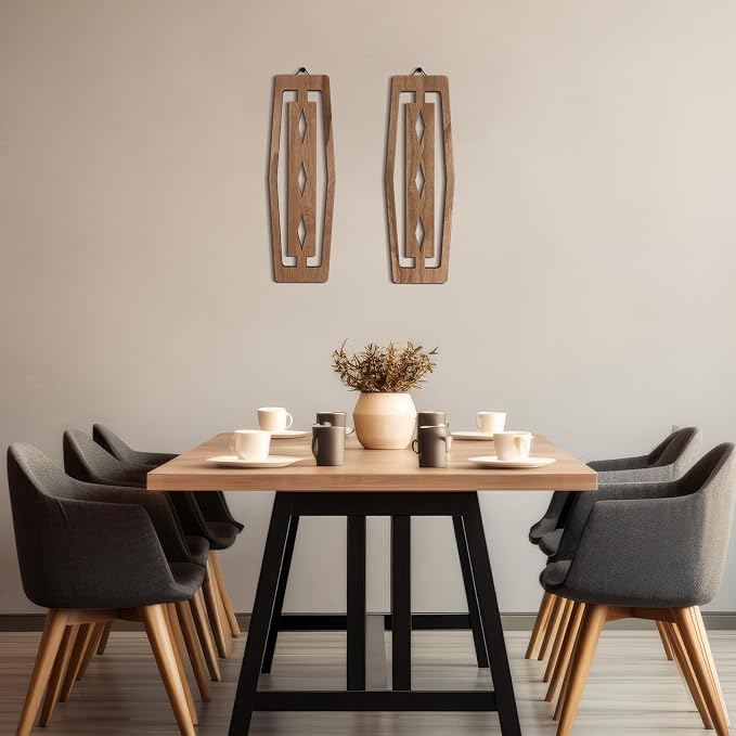 CroBlissful 2 Pcs Modern Mid Century Wall Art Wood Mid Century Elegance Decor - Image 6