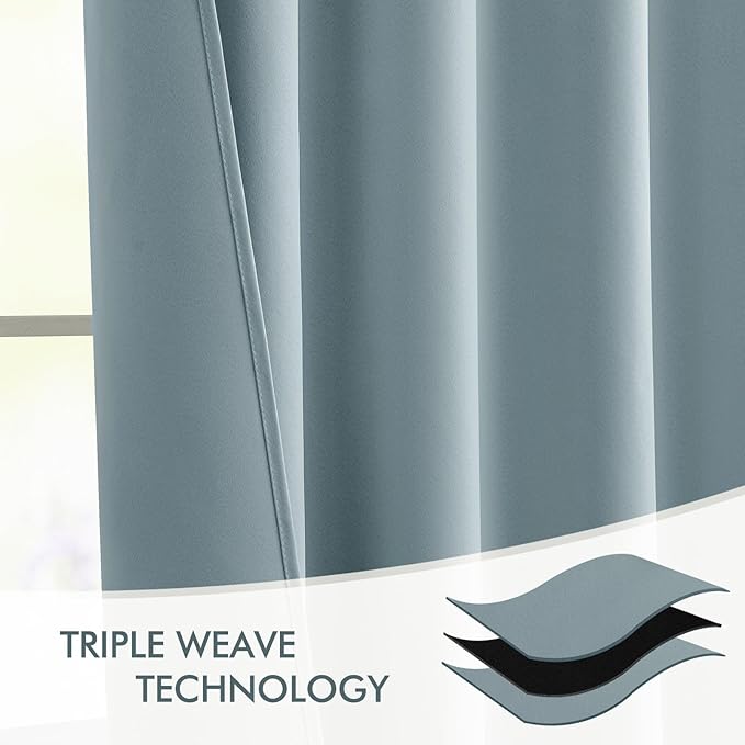MIULEE Slate Blue Back Tab Blackout Curtains 102 Inch Long 2 Panels Set - Image 7