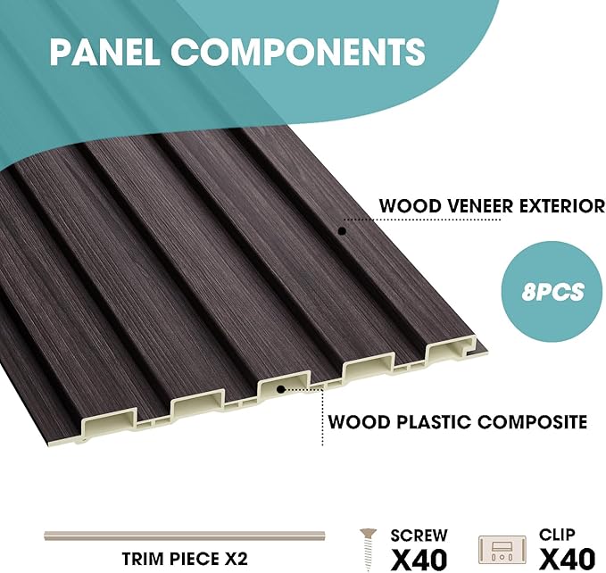 OUZUGIE WPC Acoustic Slat Wall Paneling, Living Room, TV Background, Study Room - Image 4
