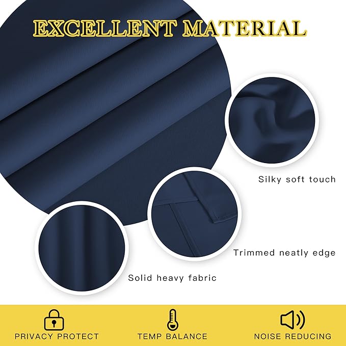 NICETOWN Blackout Navy Curtain for Windows 102 inch Length, Grommet Energy - Image 4
