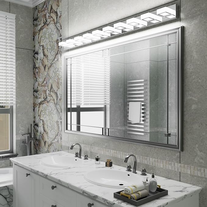 Ralbay 66inch Chrome Bathroom Vanity Lights Stainless Steel Acrylic LED Modern - Image 8