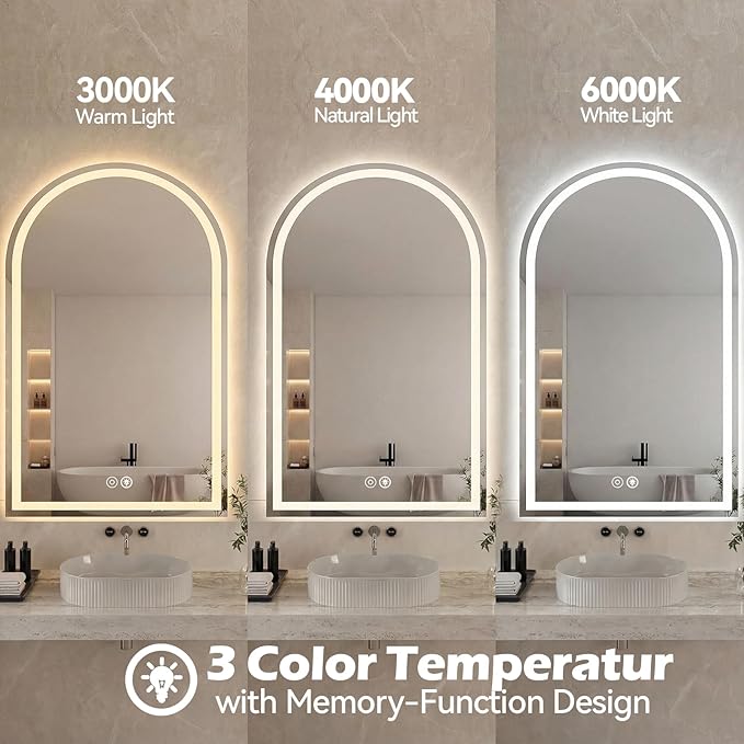 Sweetcrispy 28“×36” LED Bathroom Backlit Mirror - Image 4
