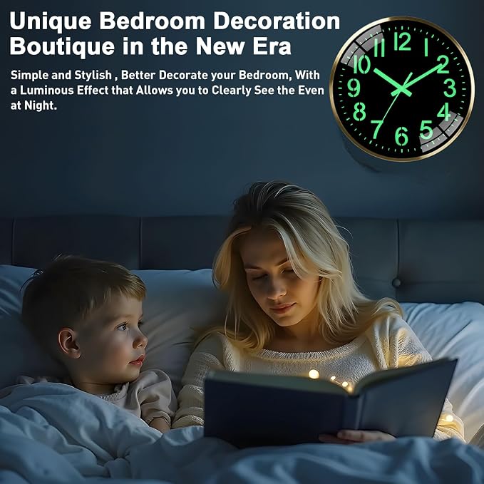 Luminous wall Clock Modern Silent Wall Clock, Non-Ticking Battery Operated Wall - Image 8