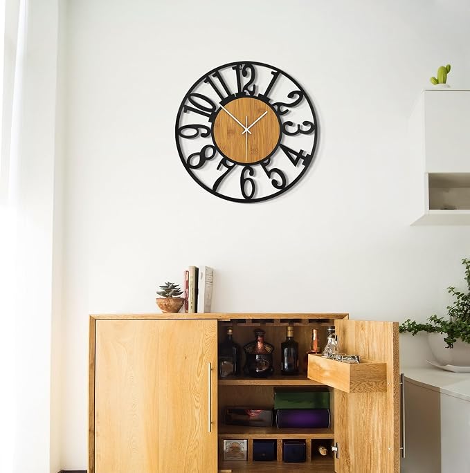 LEIKE Large Wall Clocks, Non Ticking, Battery Operated Rustic Round Modern Big - Image 4