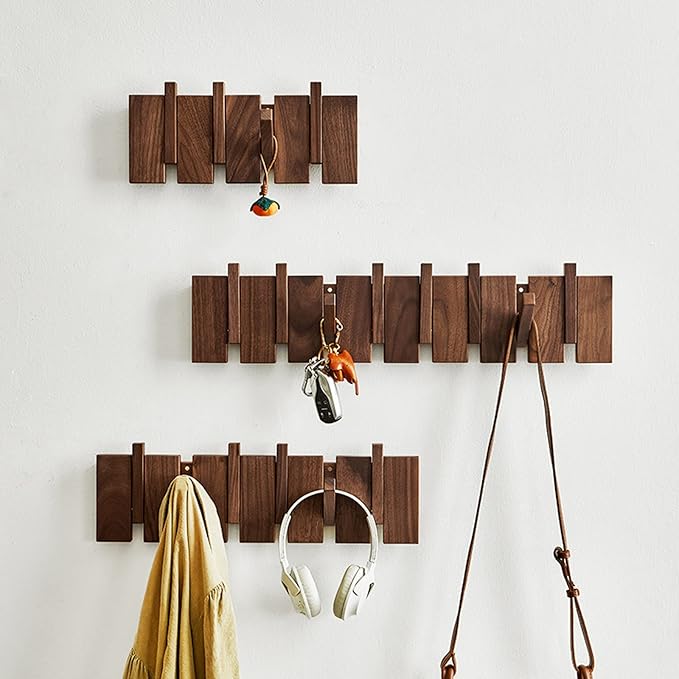 QUELLANCE Wooden Coat Hooks Wall Mounted, Coat Rack Hanger Wall Mount - Image 5