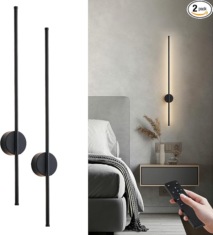 Battery Operated Modern Wall Sconces, Dimmable Wireless Wall Light Set of Two by KARTOOSH